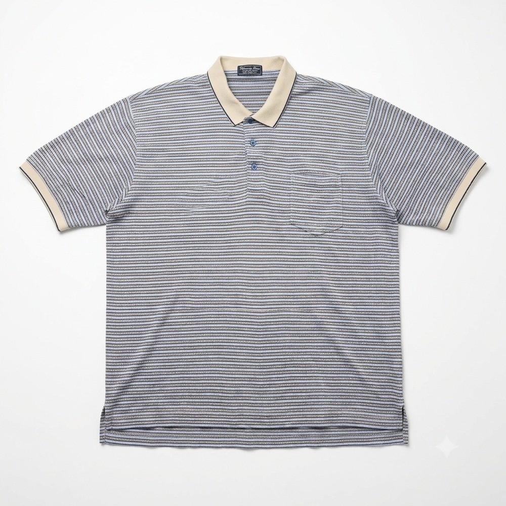 Vintage 90s Winner Mate Men's Mercerized Cotton Striped Polo Shirt XL VTG